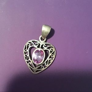 Beautiful Purple Heart silver pendant
